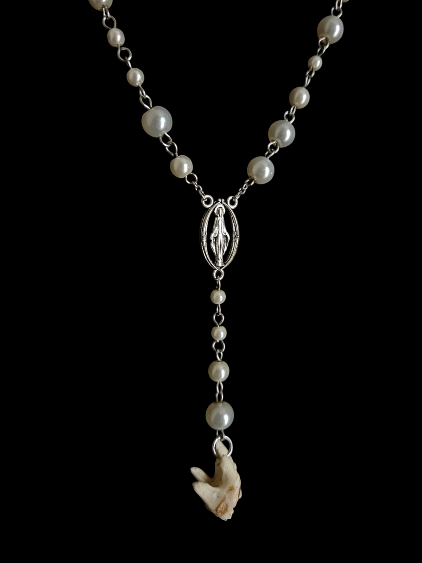 Deer tooth & pearl short rosary
