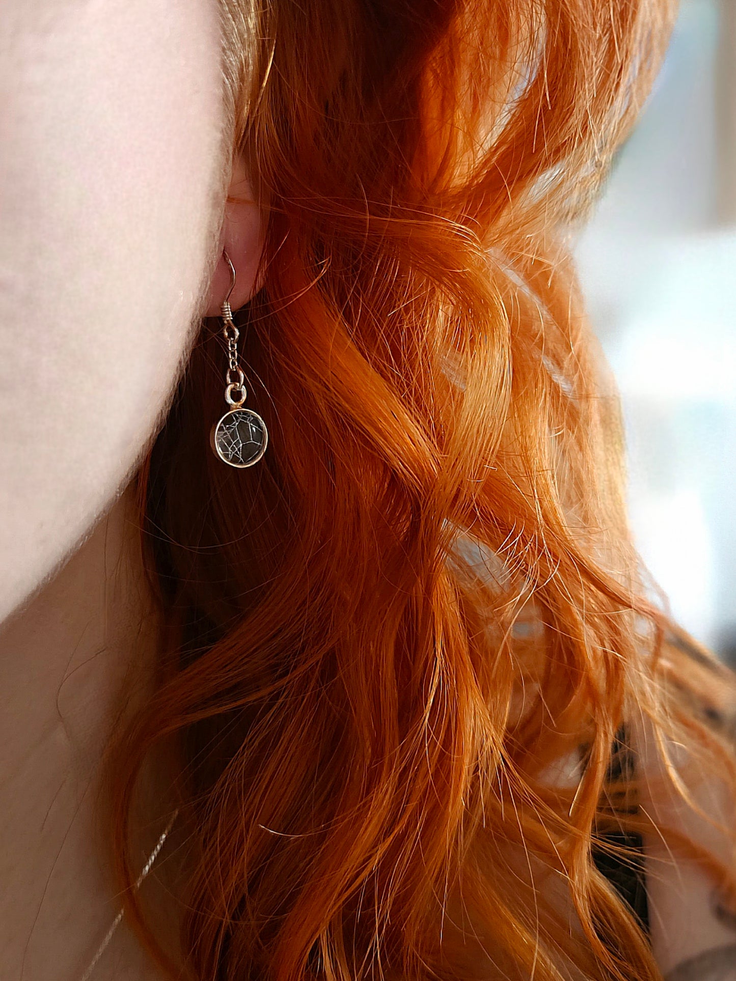 Preserved cobweb earrings in 925 sterling silver