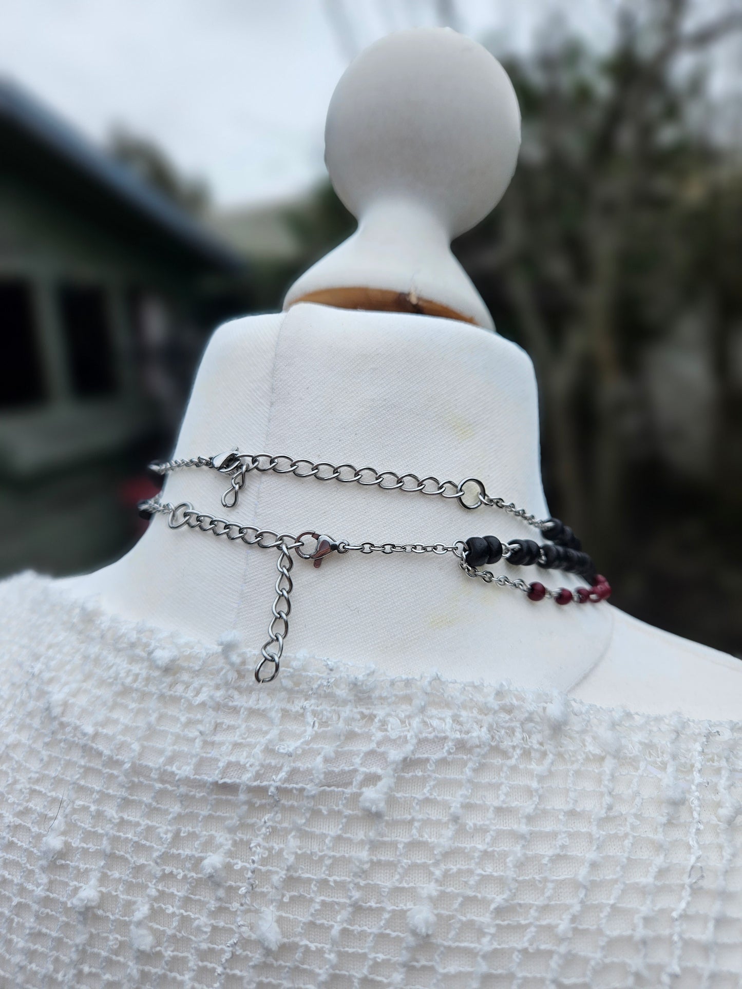 Layered fox mandible necklace