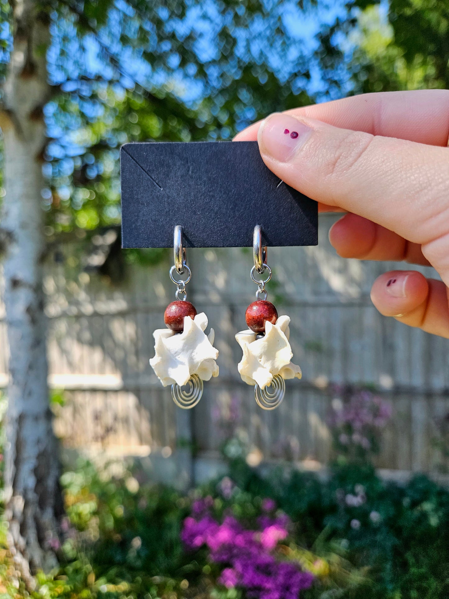 Fox vertebrae spiral earrings