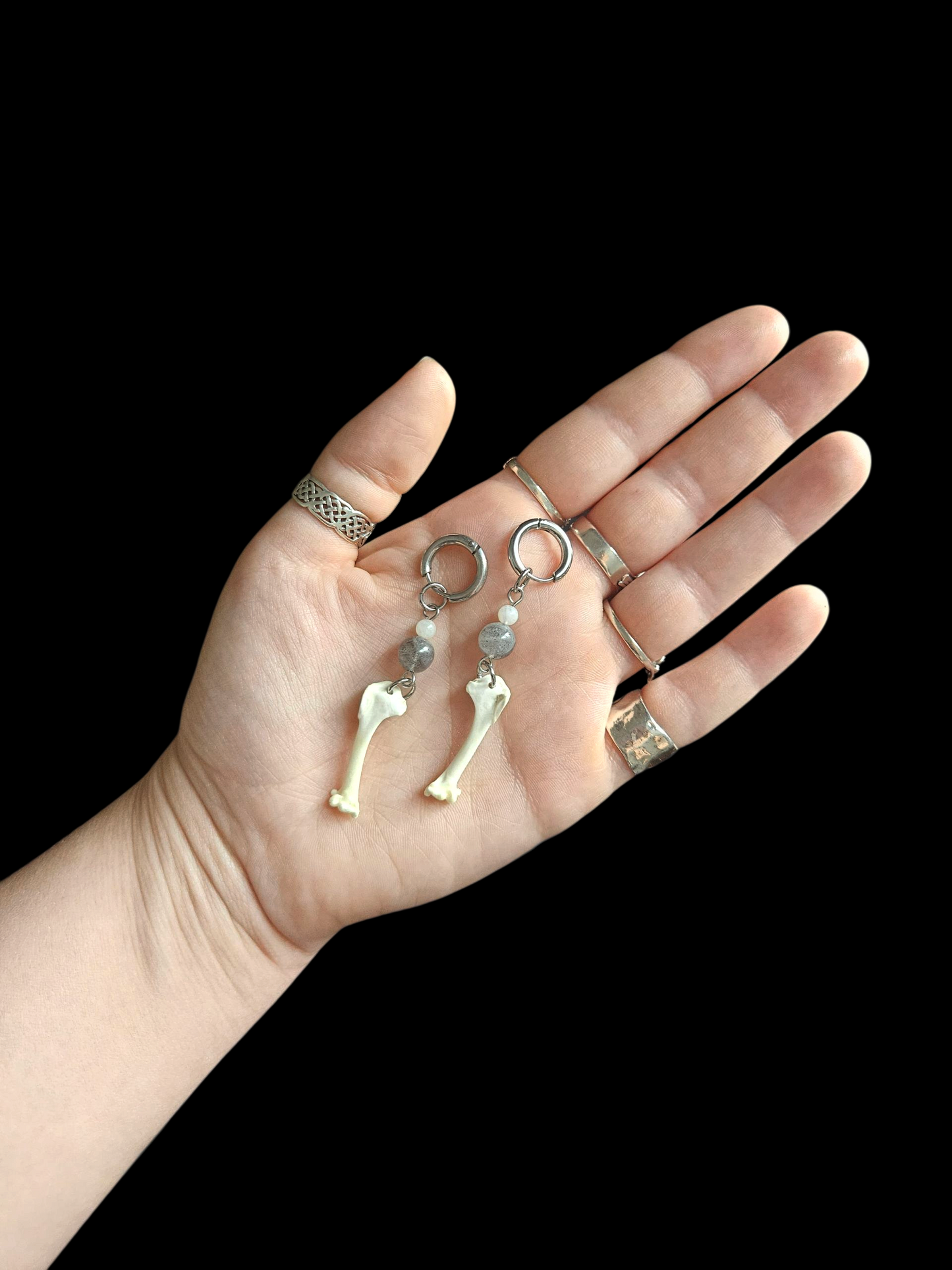 Bird bone & labradorite earrings