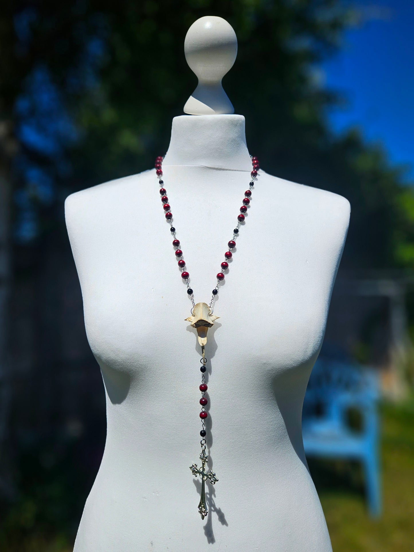 Deer vertebrae & wooden bead rosary