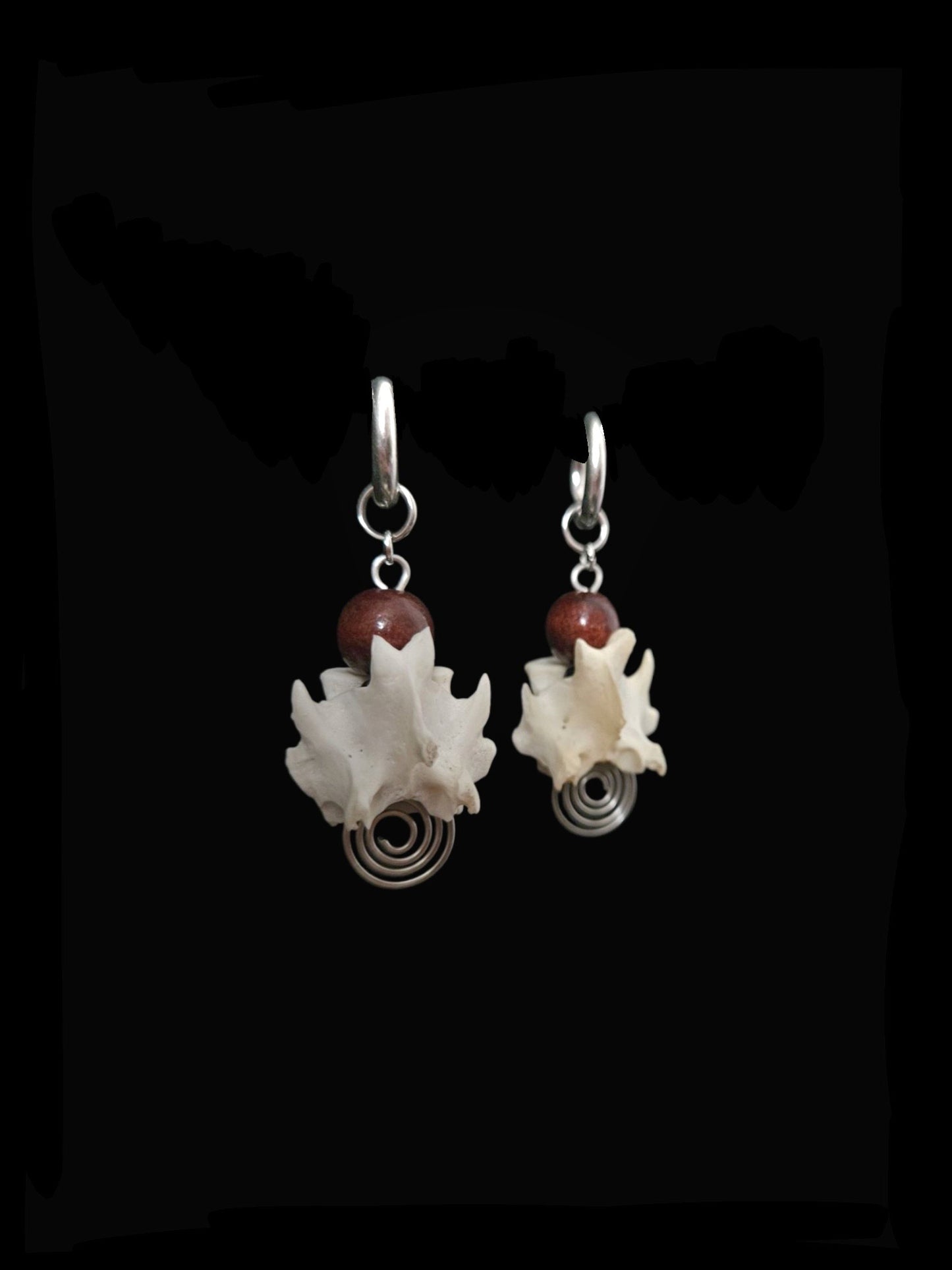 Fox vertebrae spiral earrings