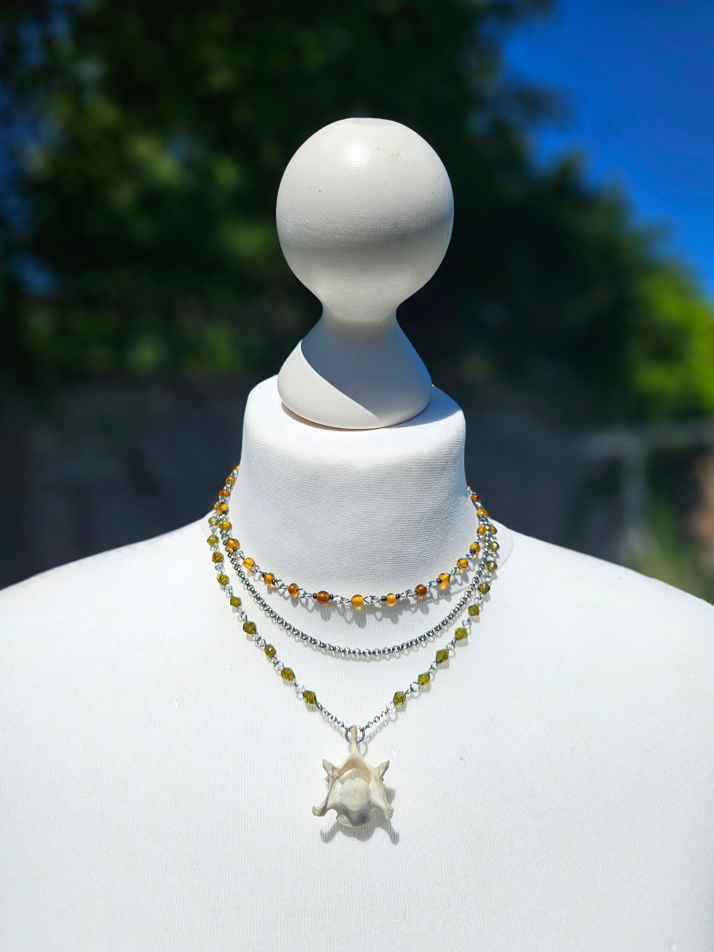 Fox vertebrae layered necklace
