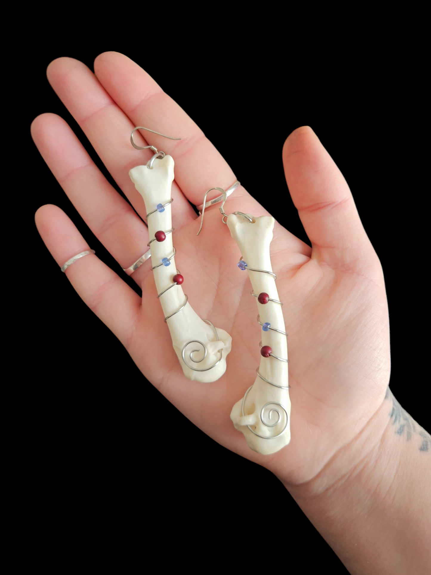 Bird bone wire wrapped earrings