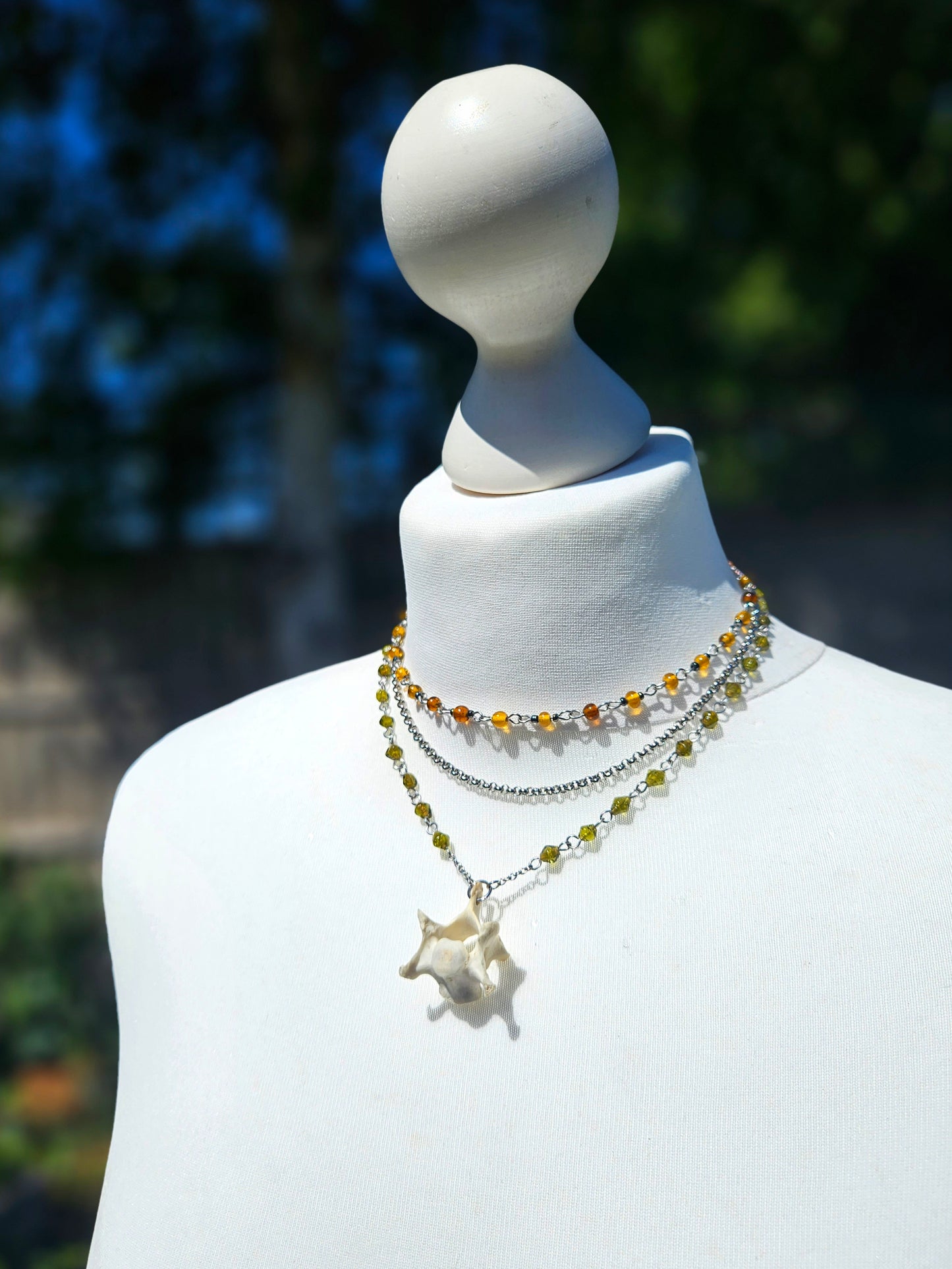 Fox vertebrae layered necklace