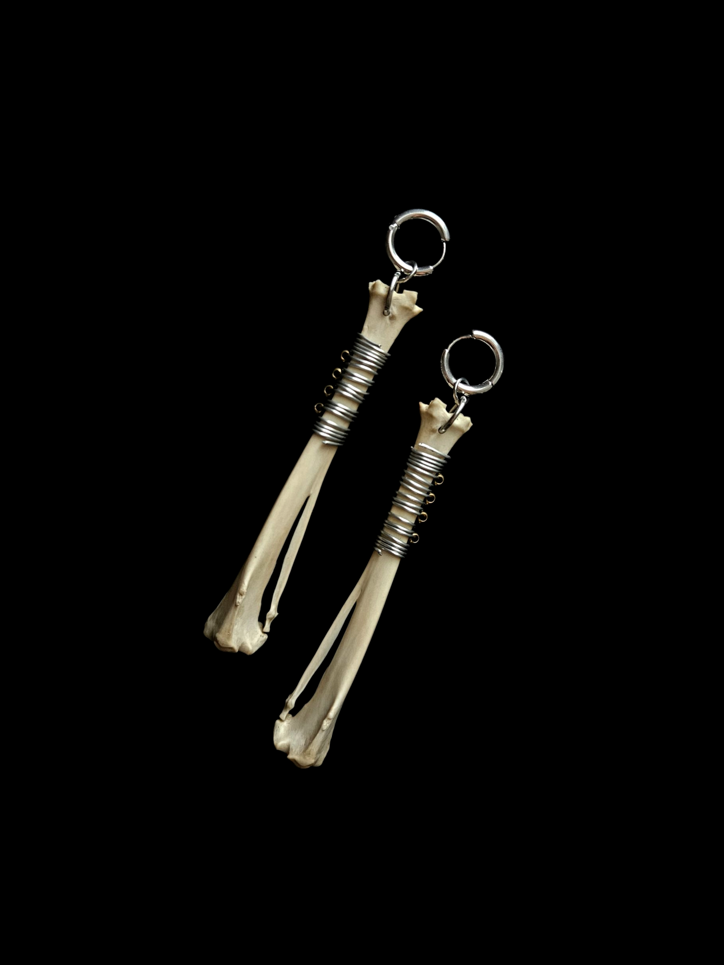 Rabbit bone wire wrapped earrings