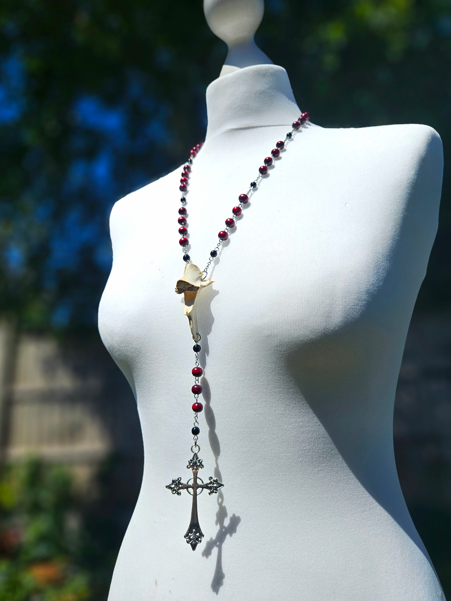 Deer vertebrae & wooden bead rosary