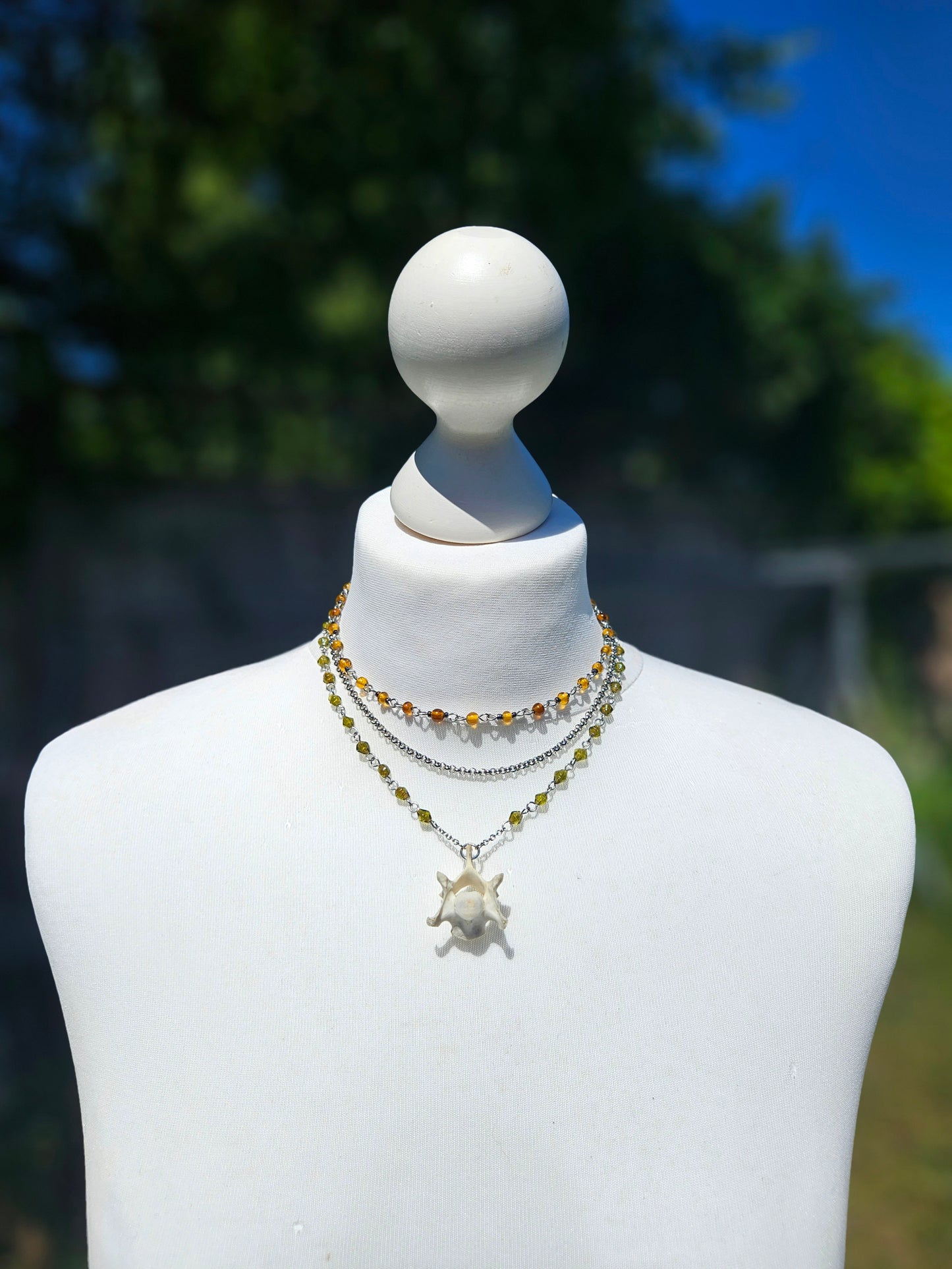Fox vertebrae layered necklace
