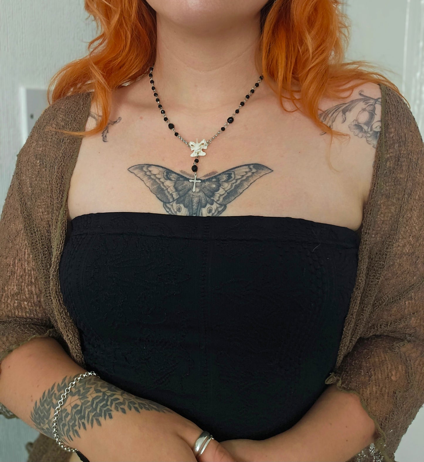 Bird vertebrae mini rosary