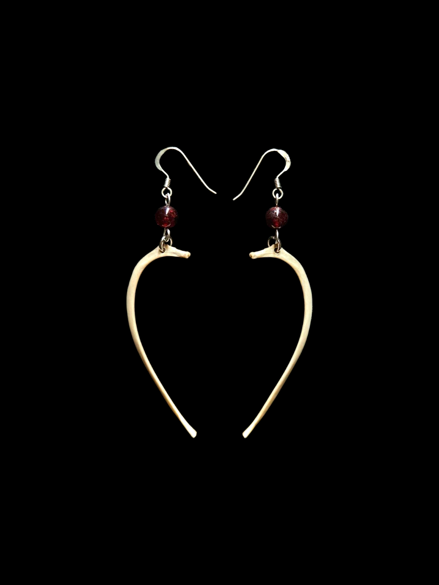 Rabbit rib & garnet earrings