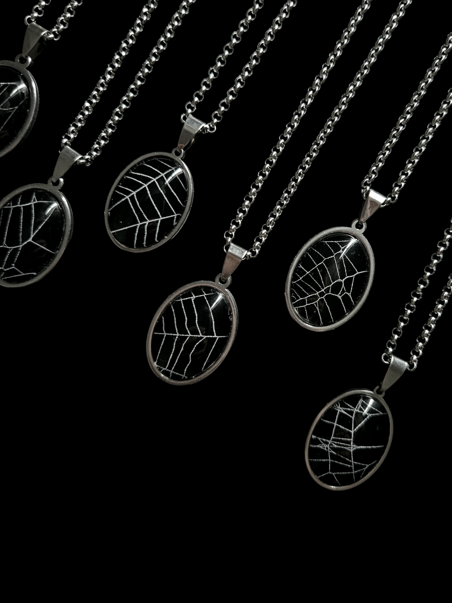 Preserved cobweb in a Stainless Steel pendant