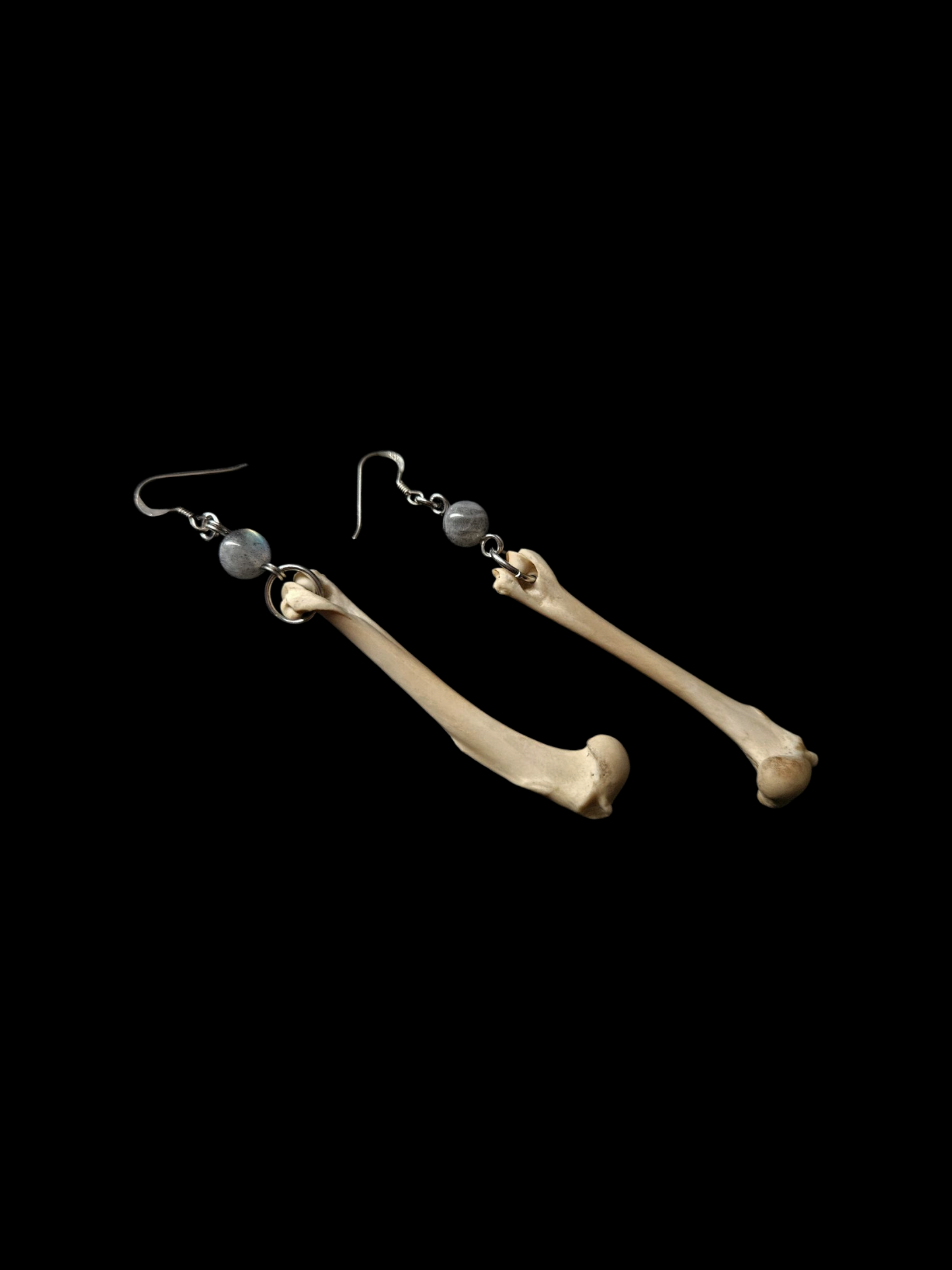 Rabbit bone earrings with labradorite