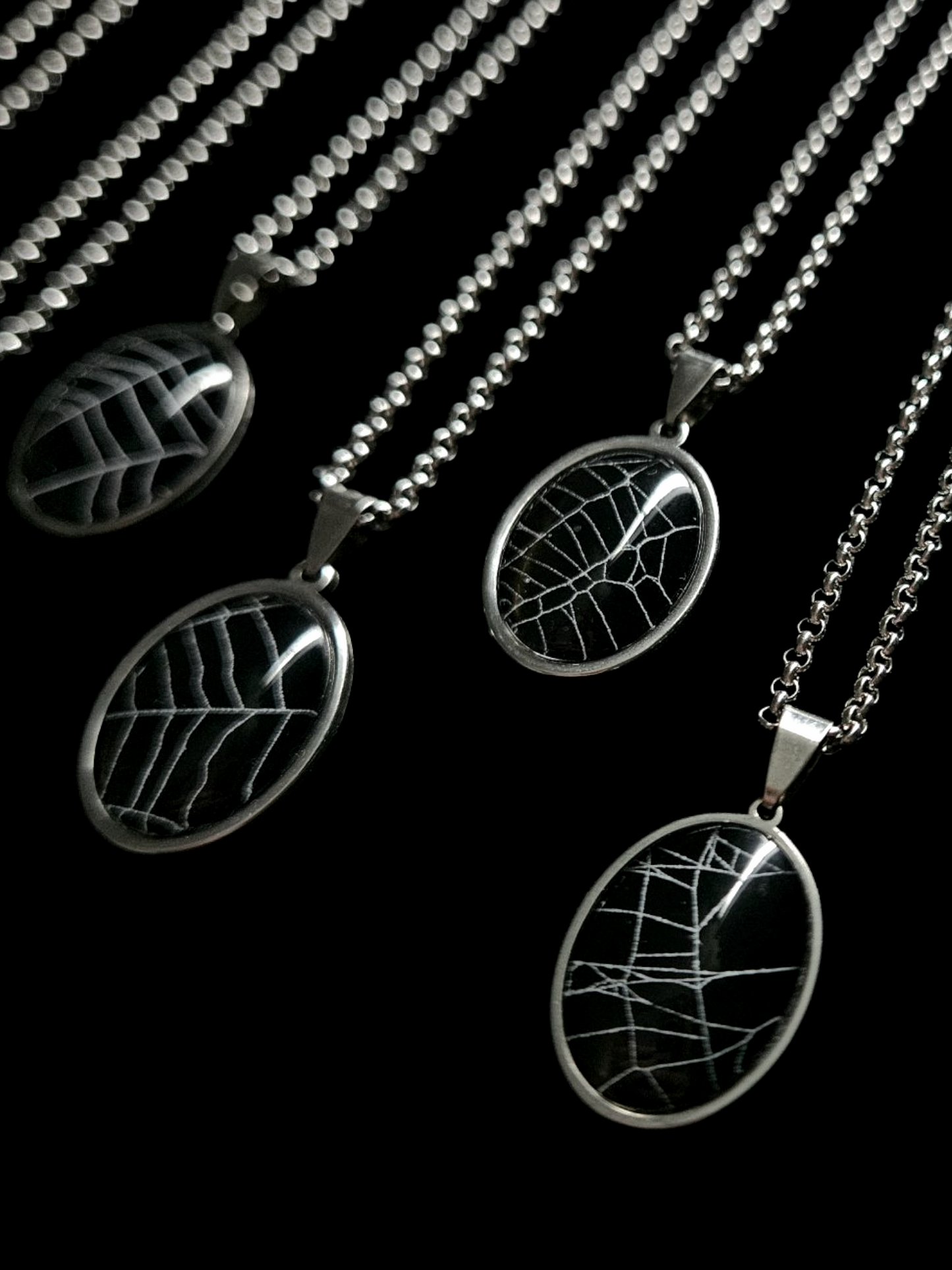 Preserved cobweb in a Stainless Steel pendant