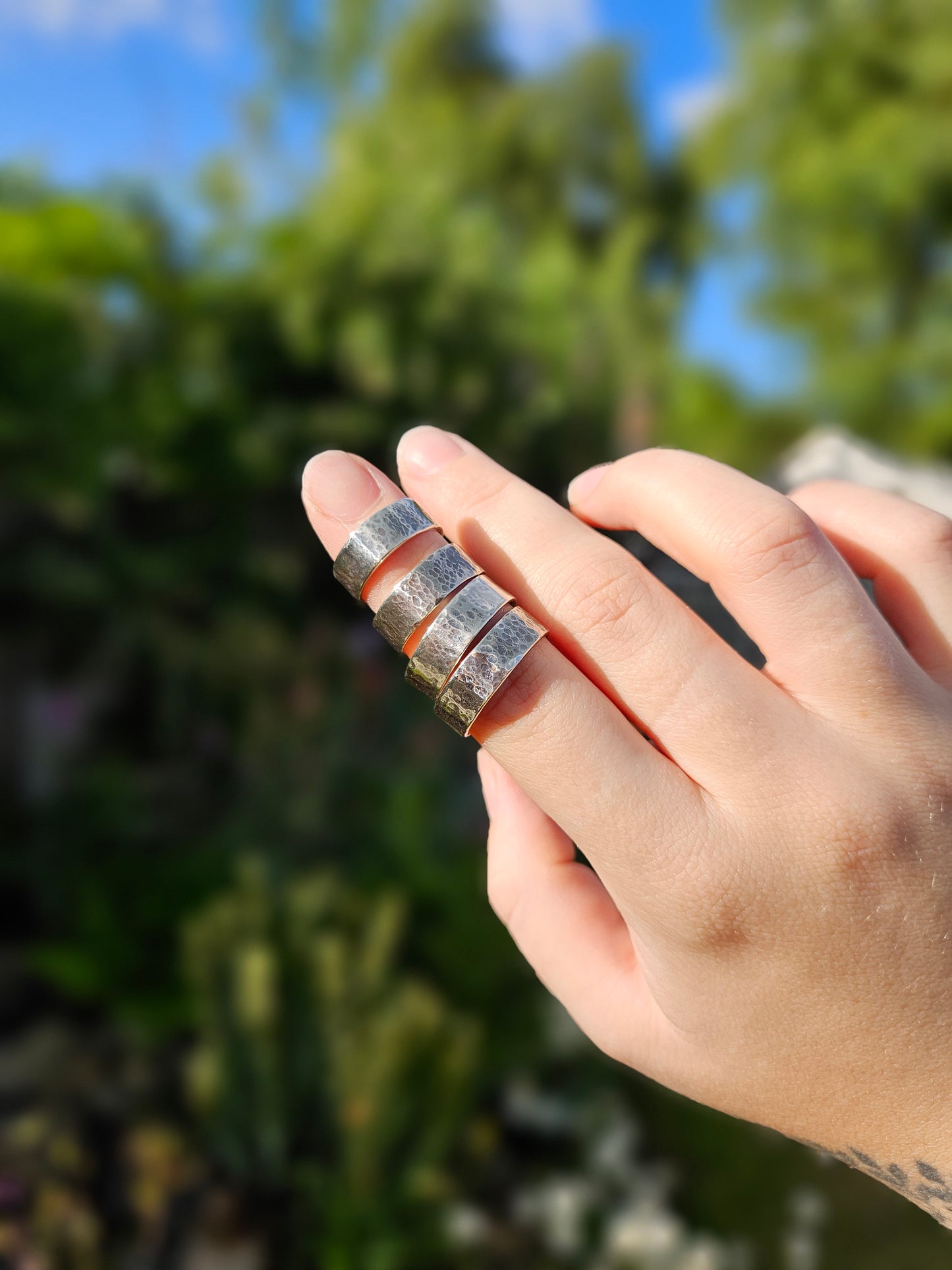 Hammered ring in 925 Sterling Silver