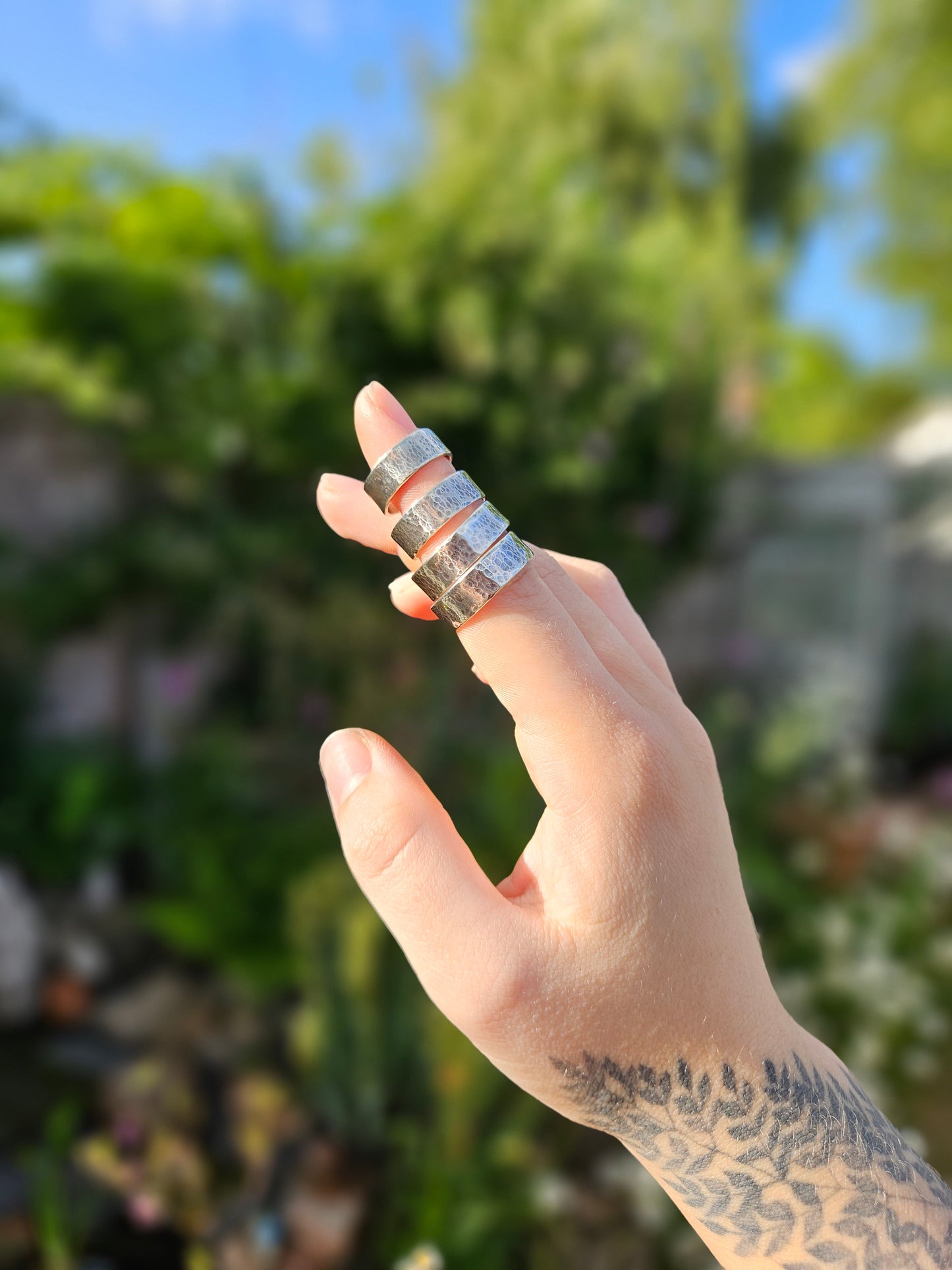 Hammered ring in 925 Sterling Silver