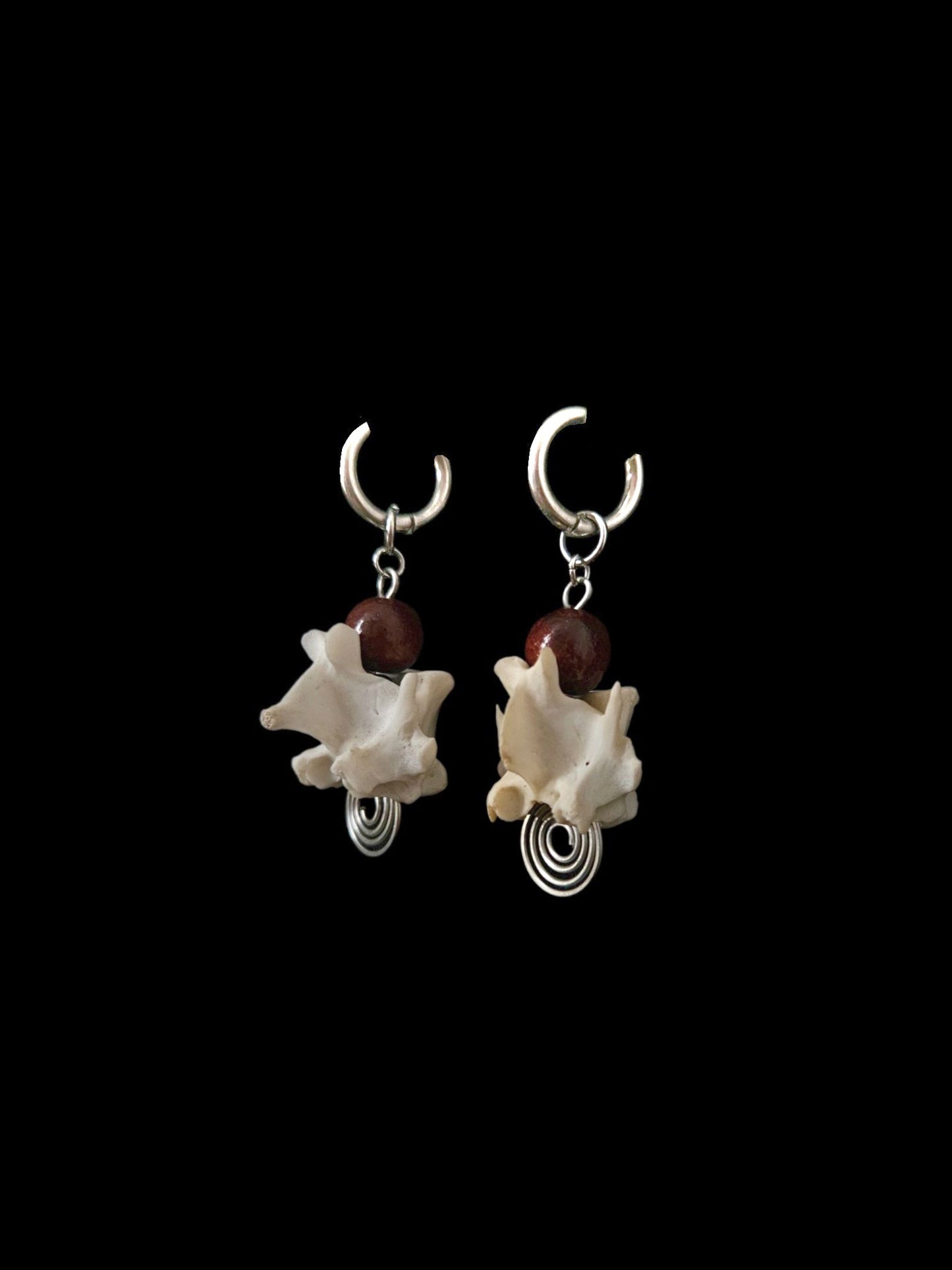 Fox vertebrae spiral earrings