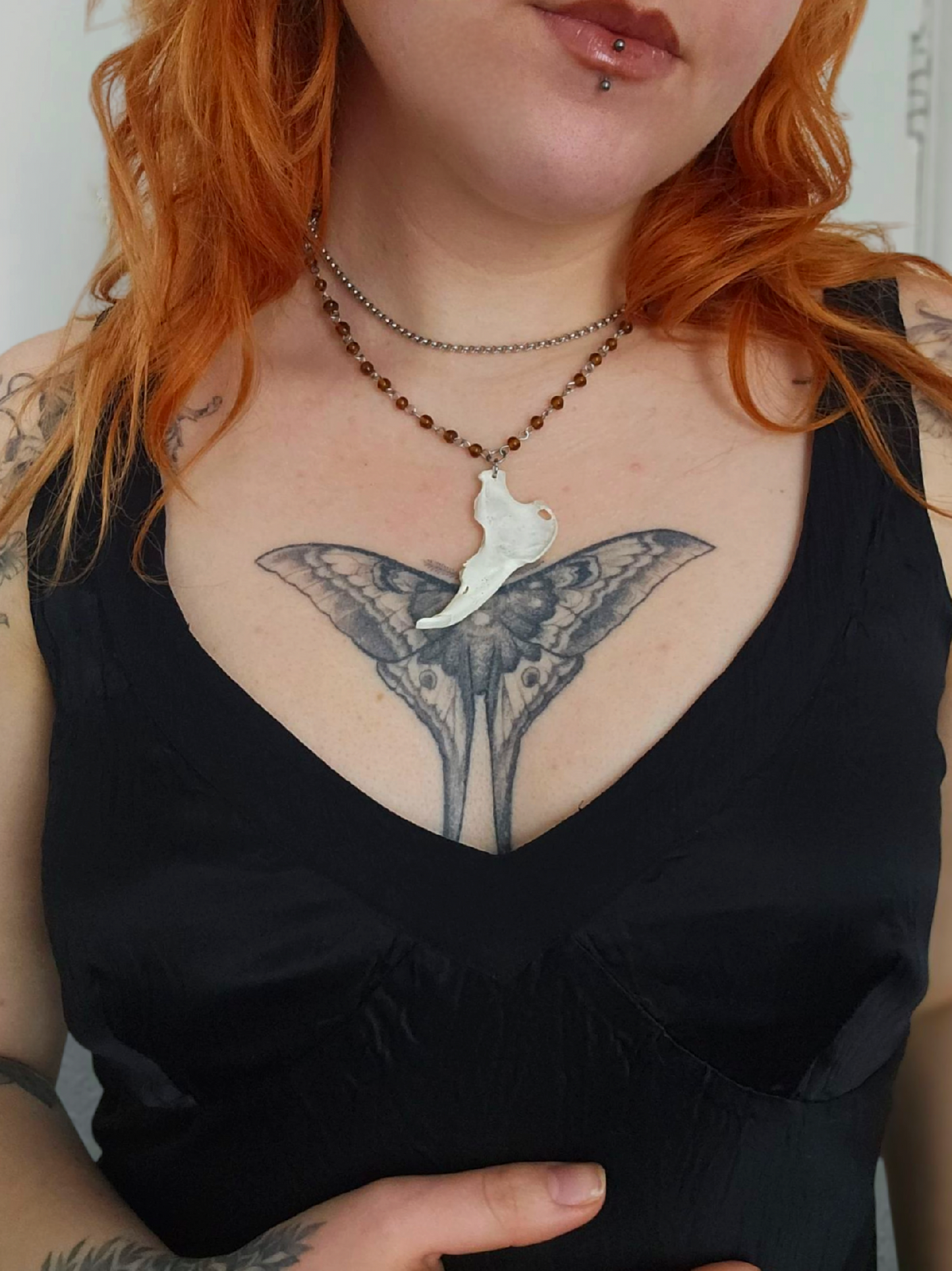Layered rabbit mandible necklace