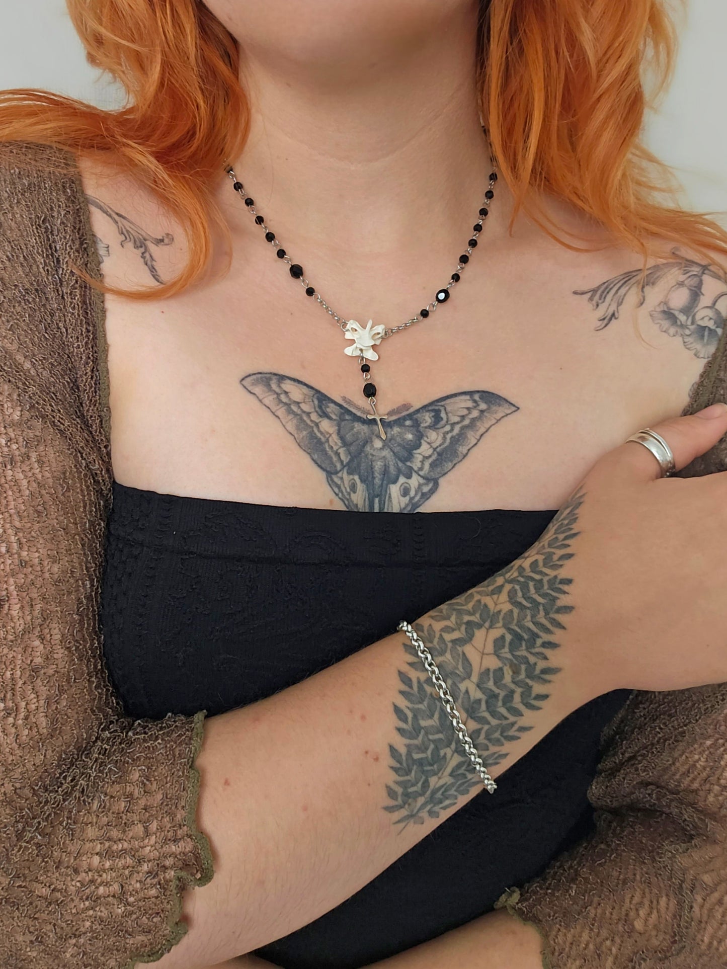 Bird vertebrae mini rosary