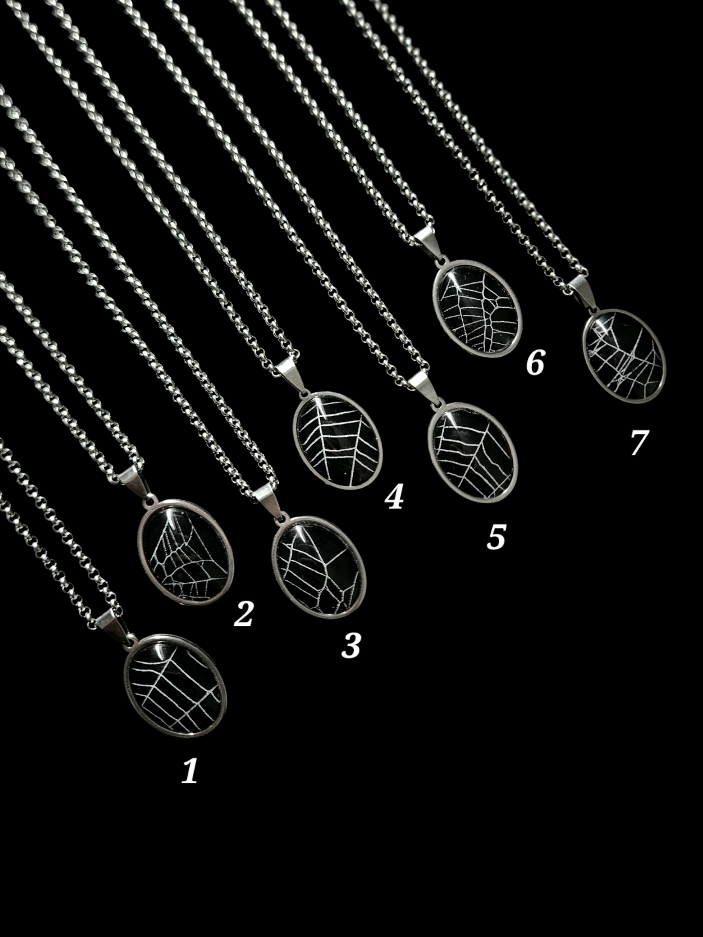 Preserved cobweb in a Stainless Steel pendant