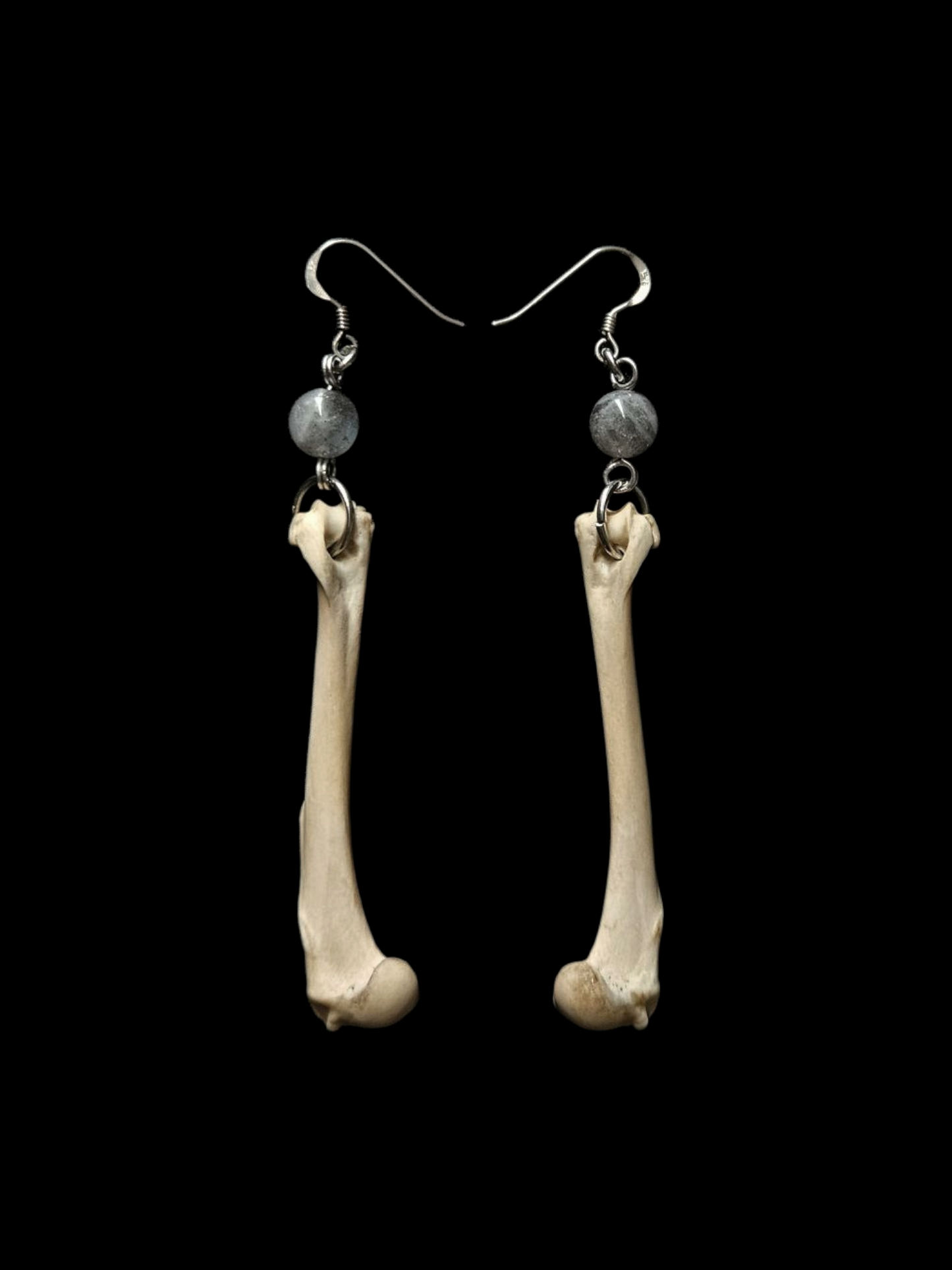 Rabbit bone earrings with labradorite