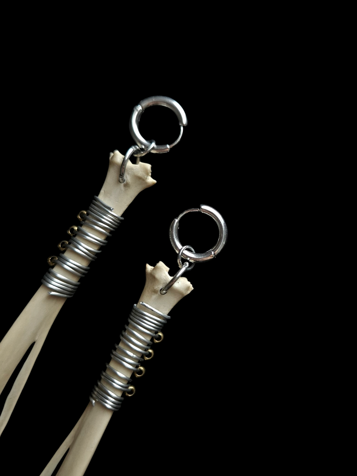 Rabbit bone wire wrapped earrings