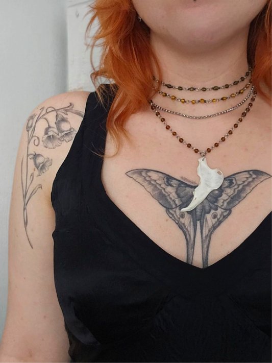 Layered rabbit mandible necklace