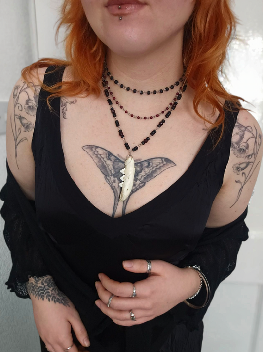 Layered fox mandible necklace