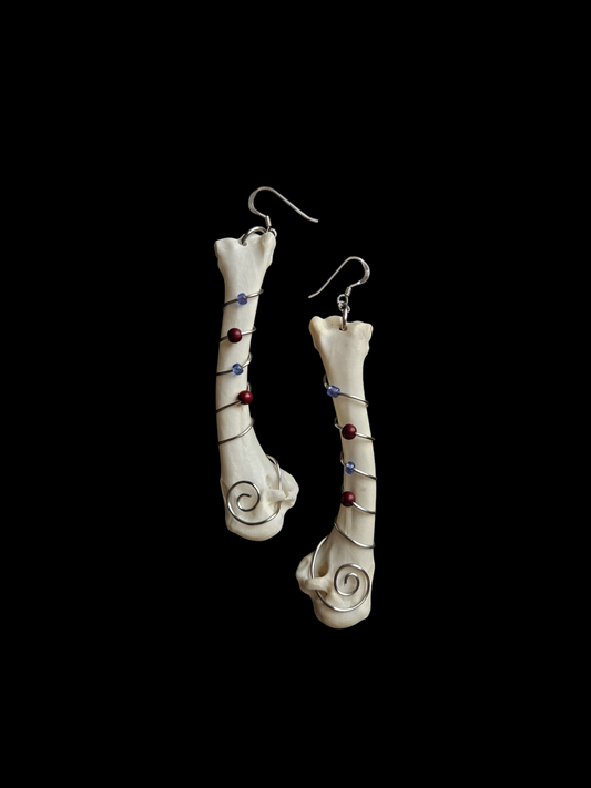 Bird bone wire wrapped earrings