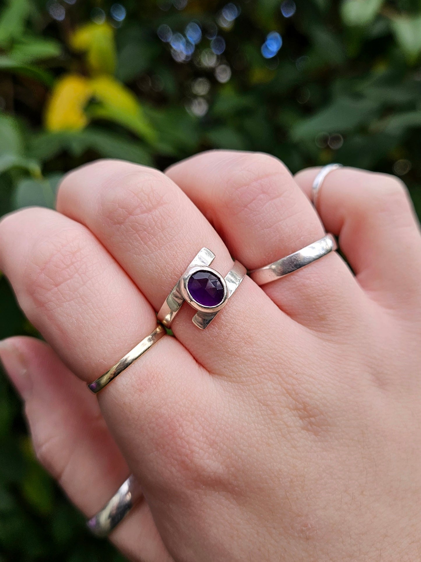 Amethyst wrap ring in 925 Sterling Silver