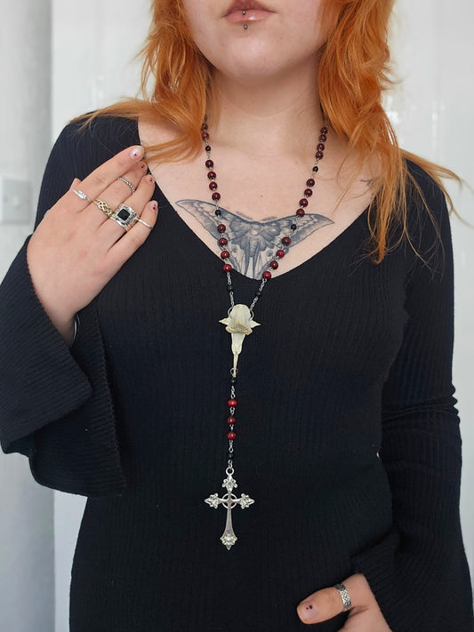Deer vertebrae & wooden bead rosary