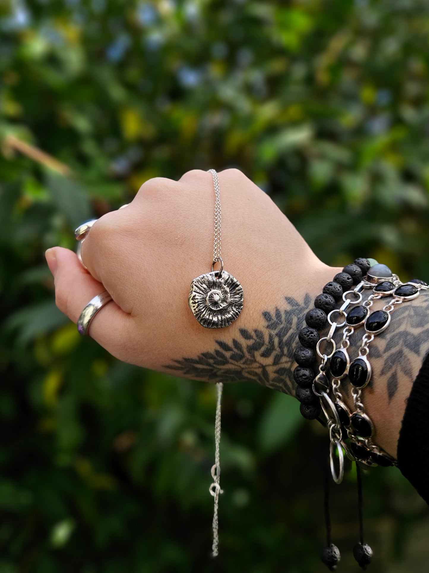 Ammonite pendant, 99.9 Fine silver (pendant only)