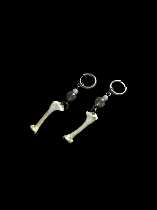 Bird bone & labradorite earrings