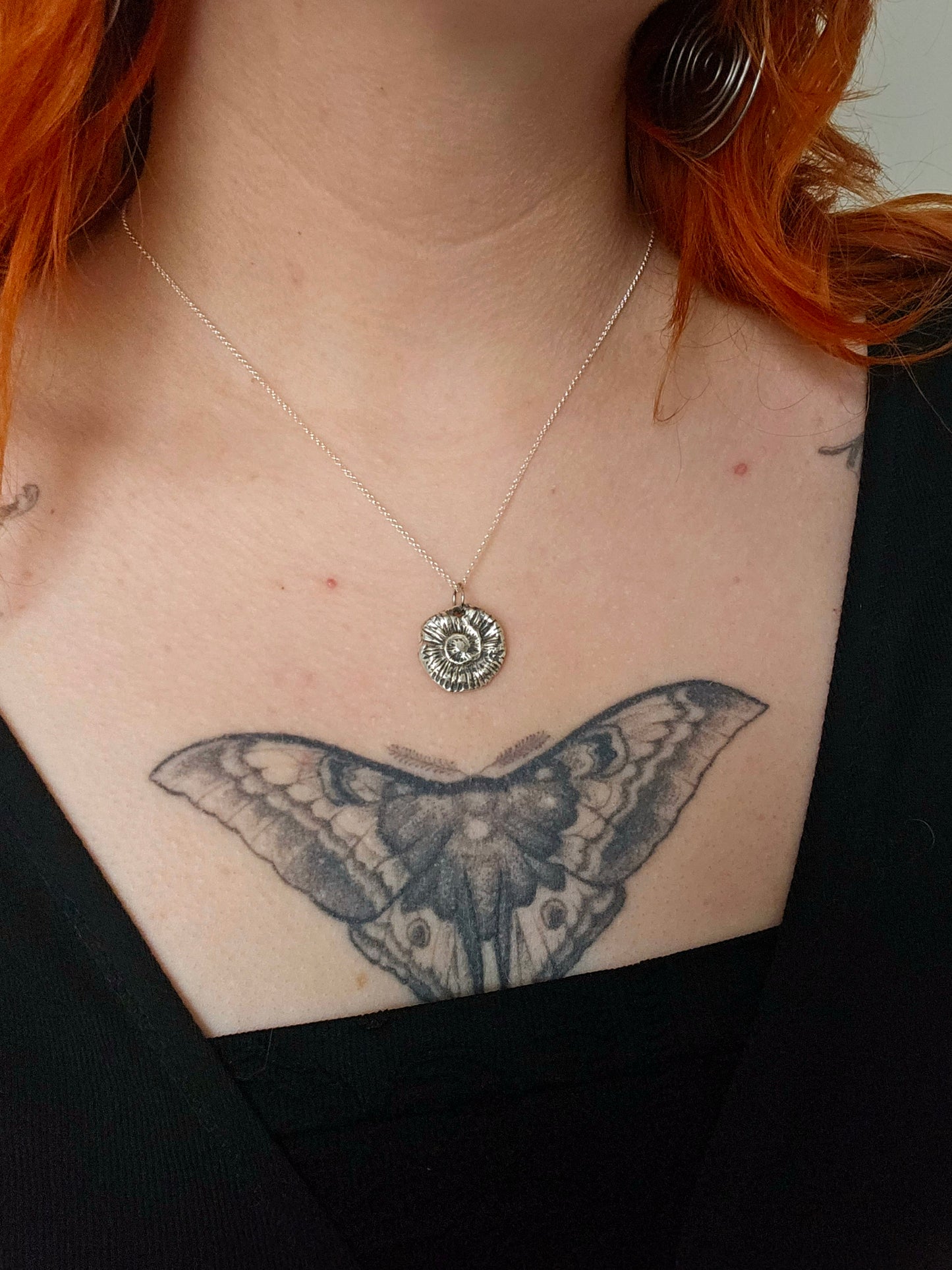 Ammonite pendant, 99.9 Fine silver (pendant only)