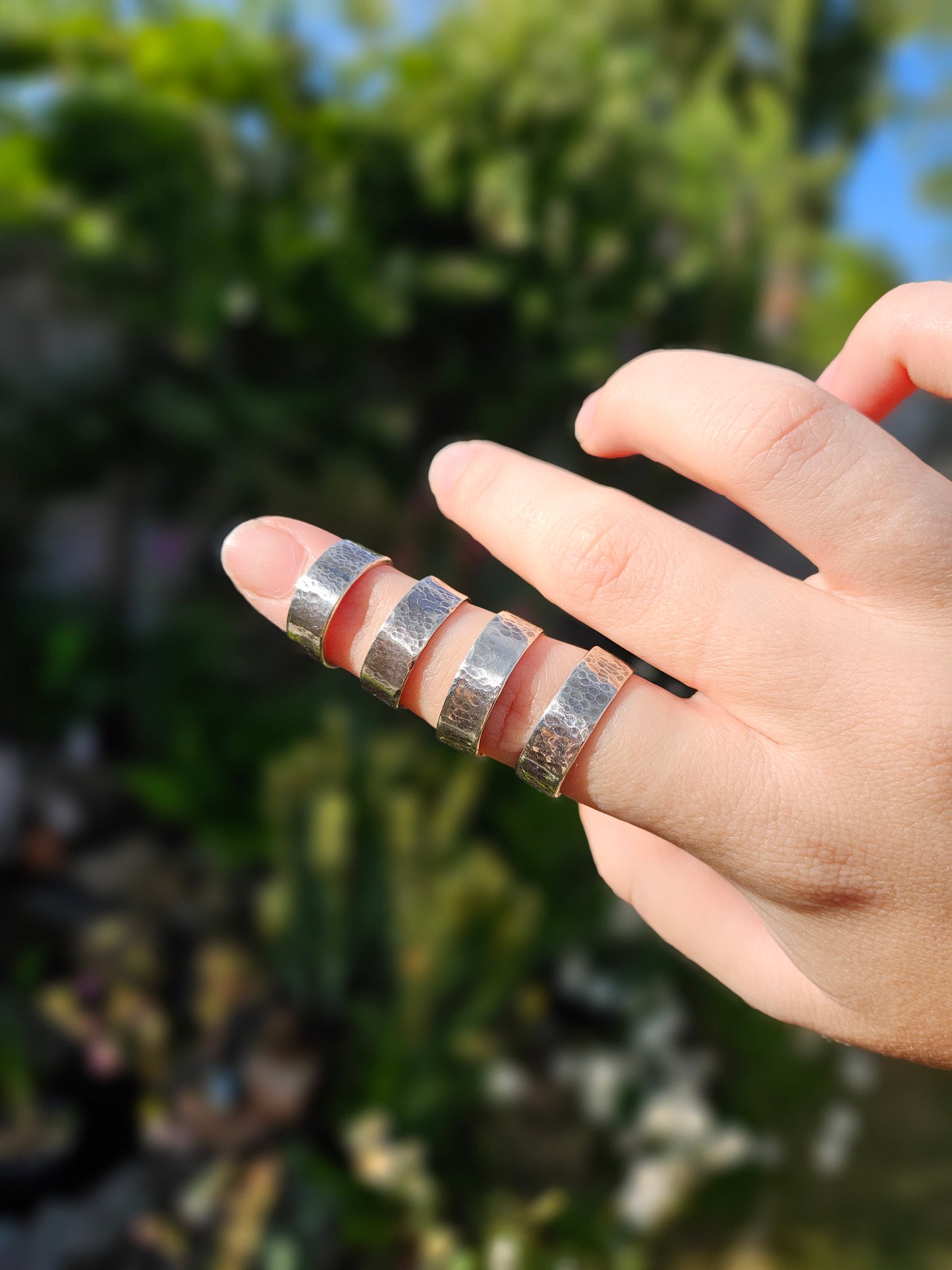 Hammered ring in 925 Sterling Silver