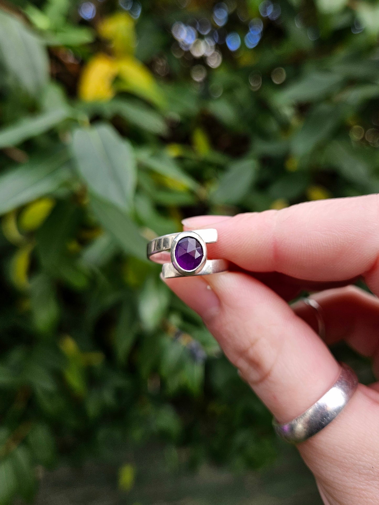 Amethyst wrap ring in 925 Sterling Silver