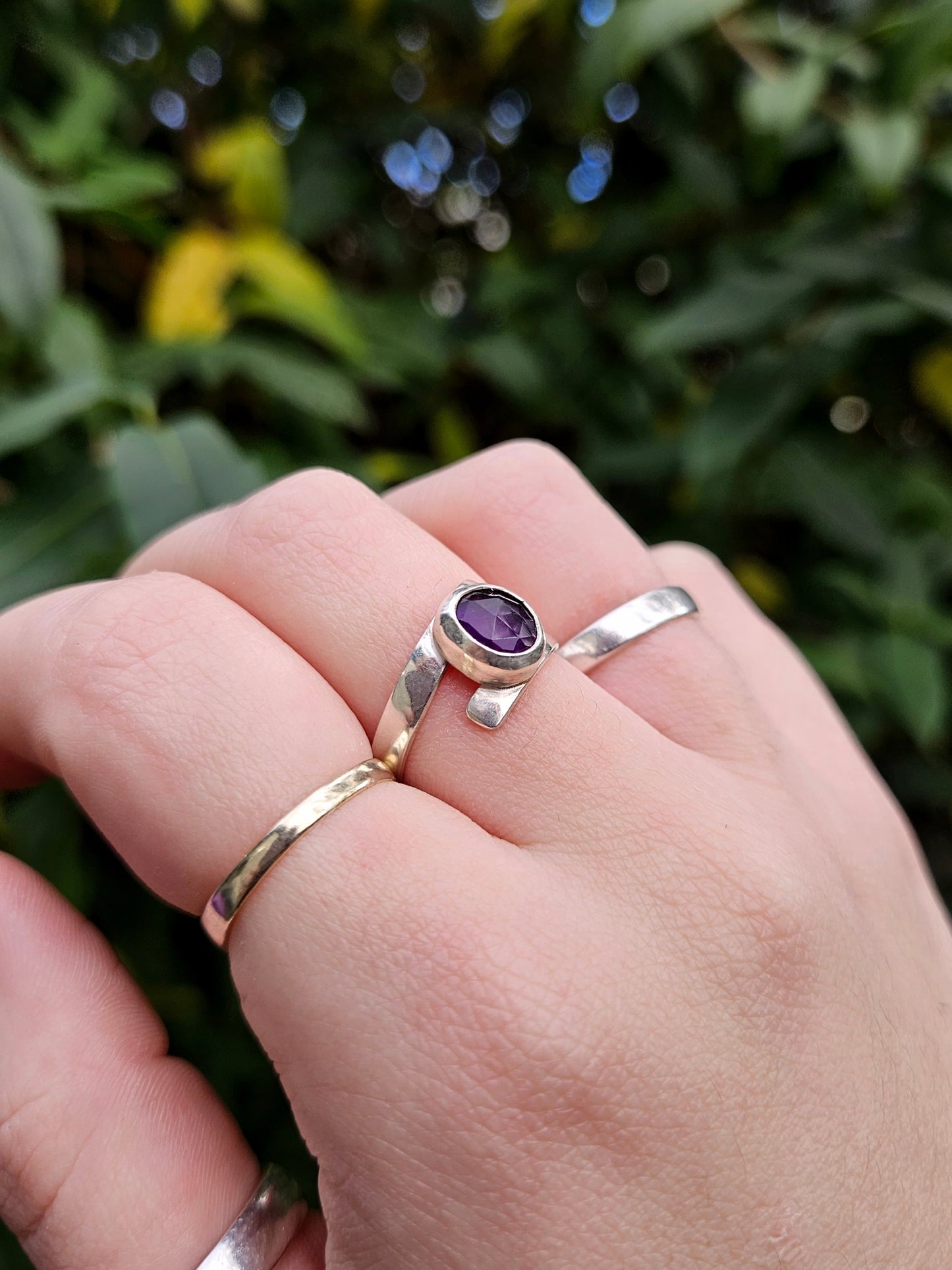 Amethyst wrap ring in 925 Sterling Silver
