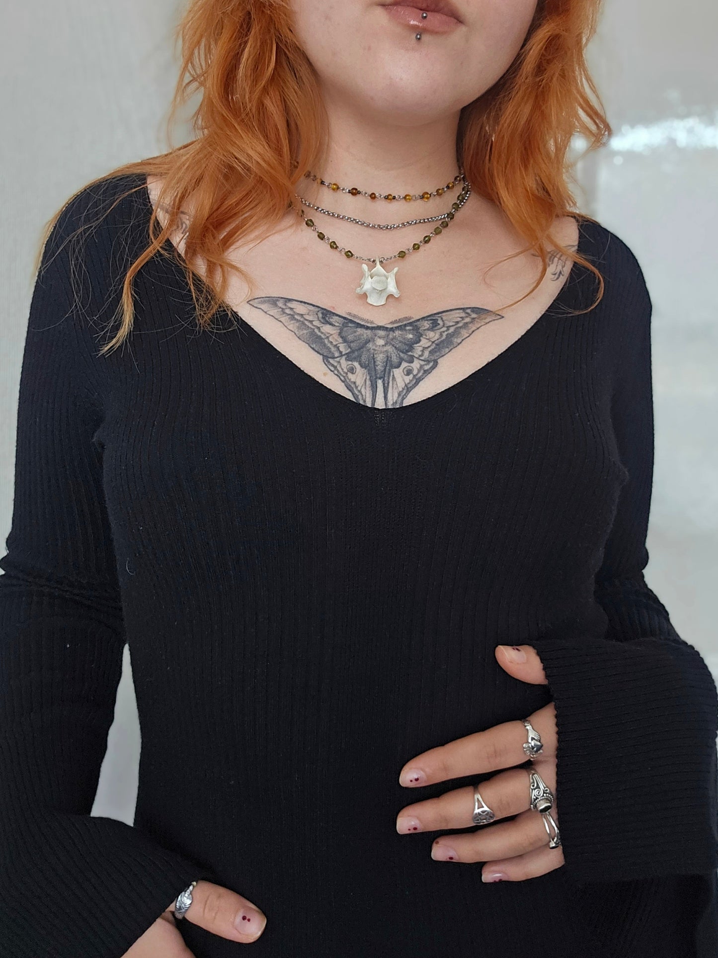 Fox vertebrae layered necklace