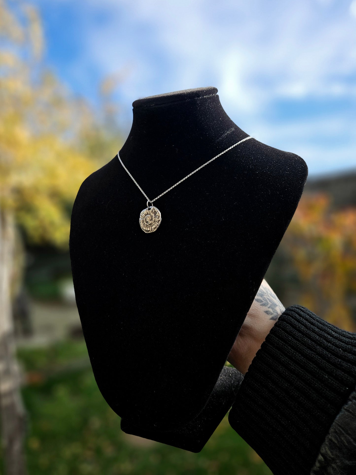 Ammonite pendant, 99.9 Fine silver (pendant only)