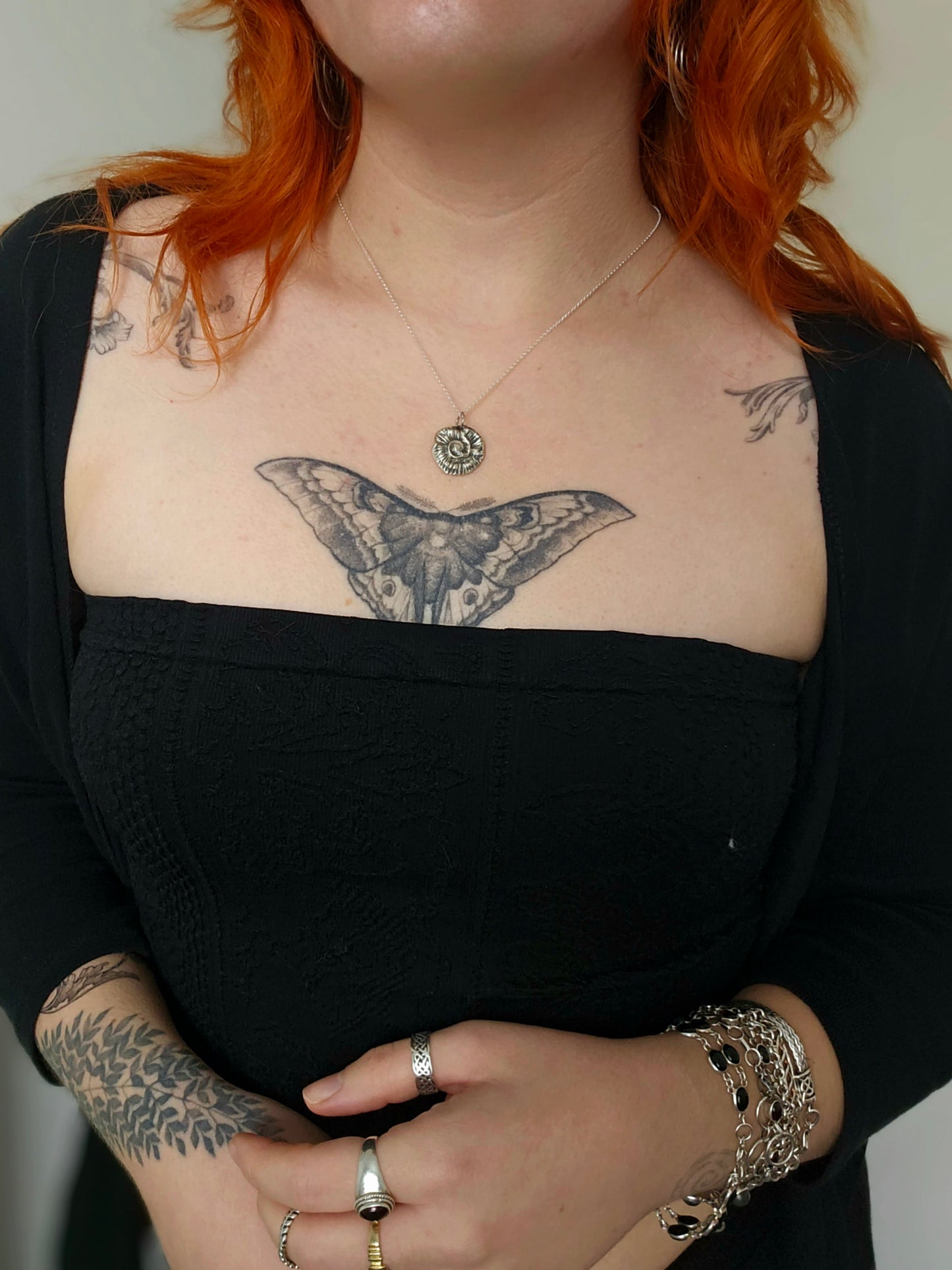 Ammonite pendant, 99.9 Fine silver (pendant only)