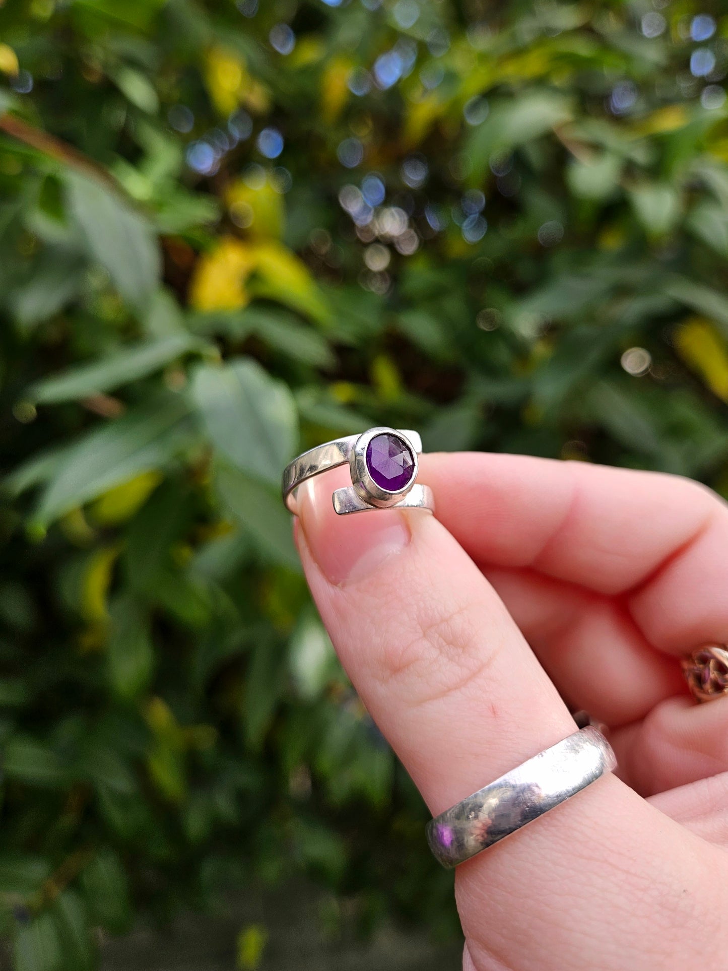 Amethyst wrap ring in 925 Sterling Silver
