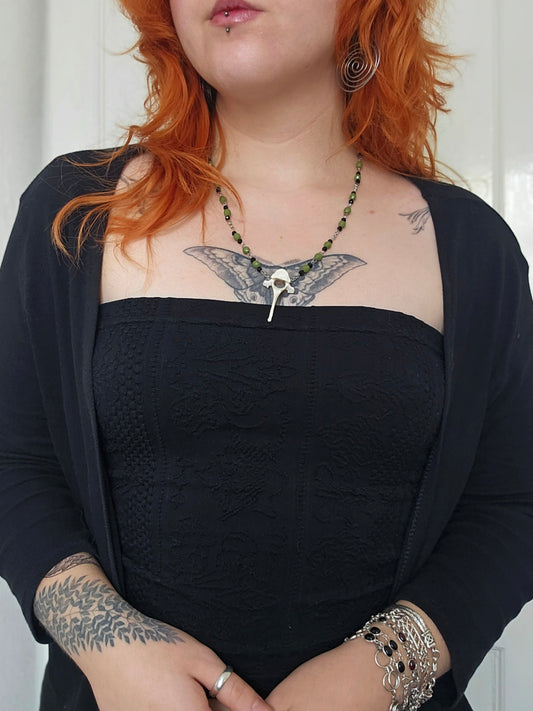 Fox vertebrae & green beaded necklace