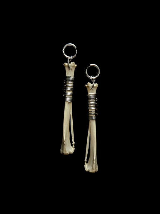 Rabbit bone wire wrapped earrings