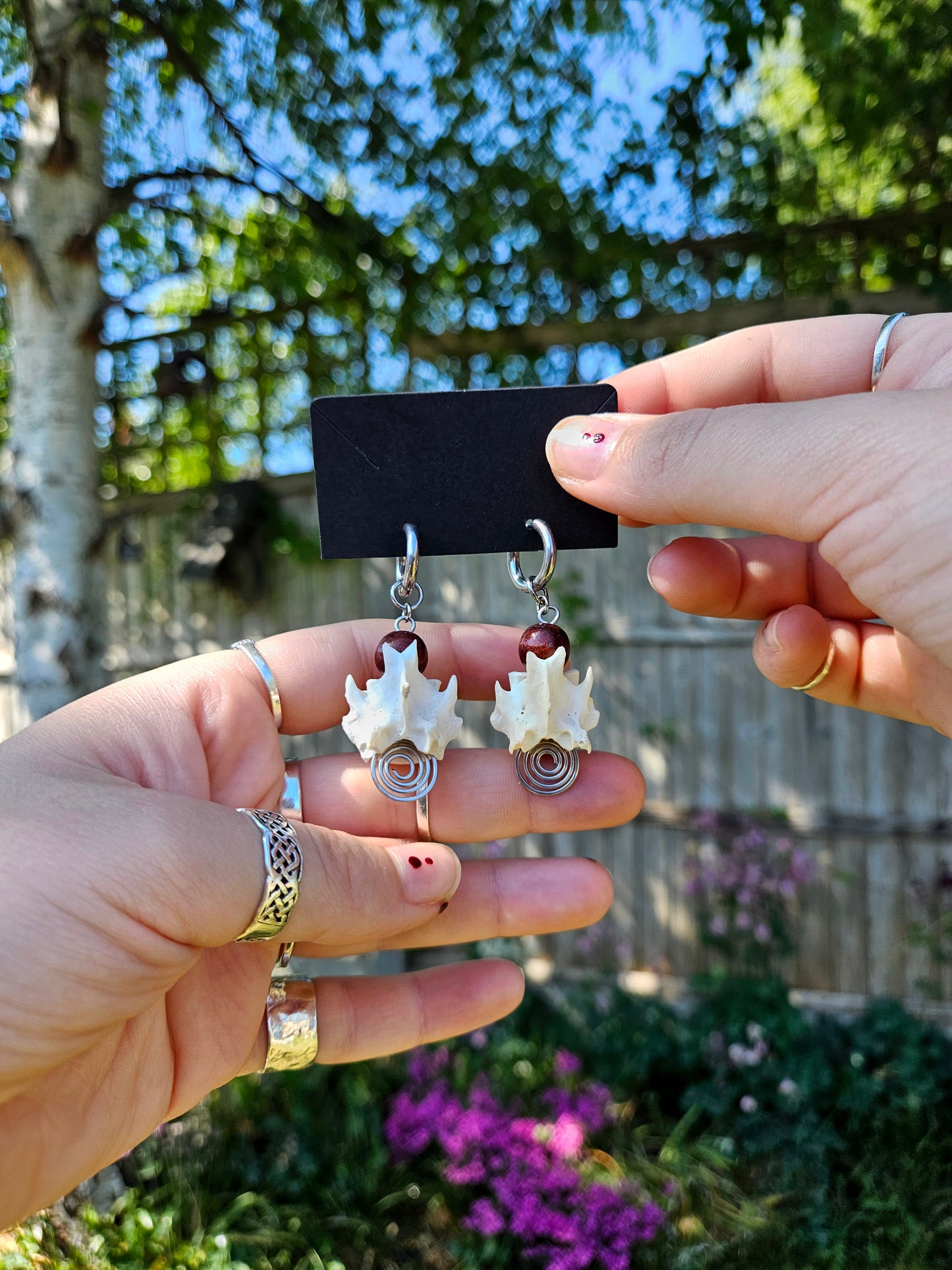 Fox vertebrae spiral earrings
