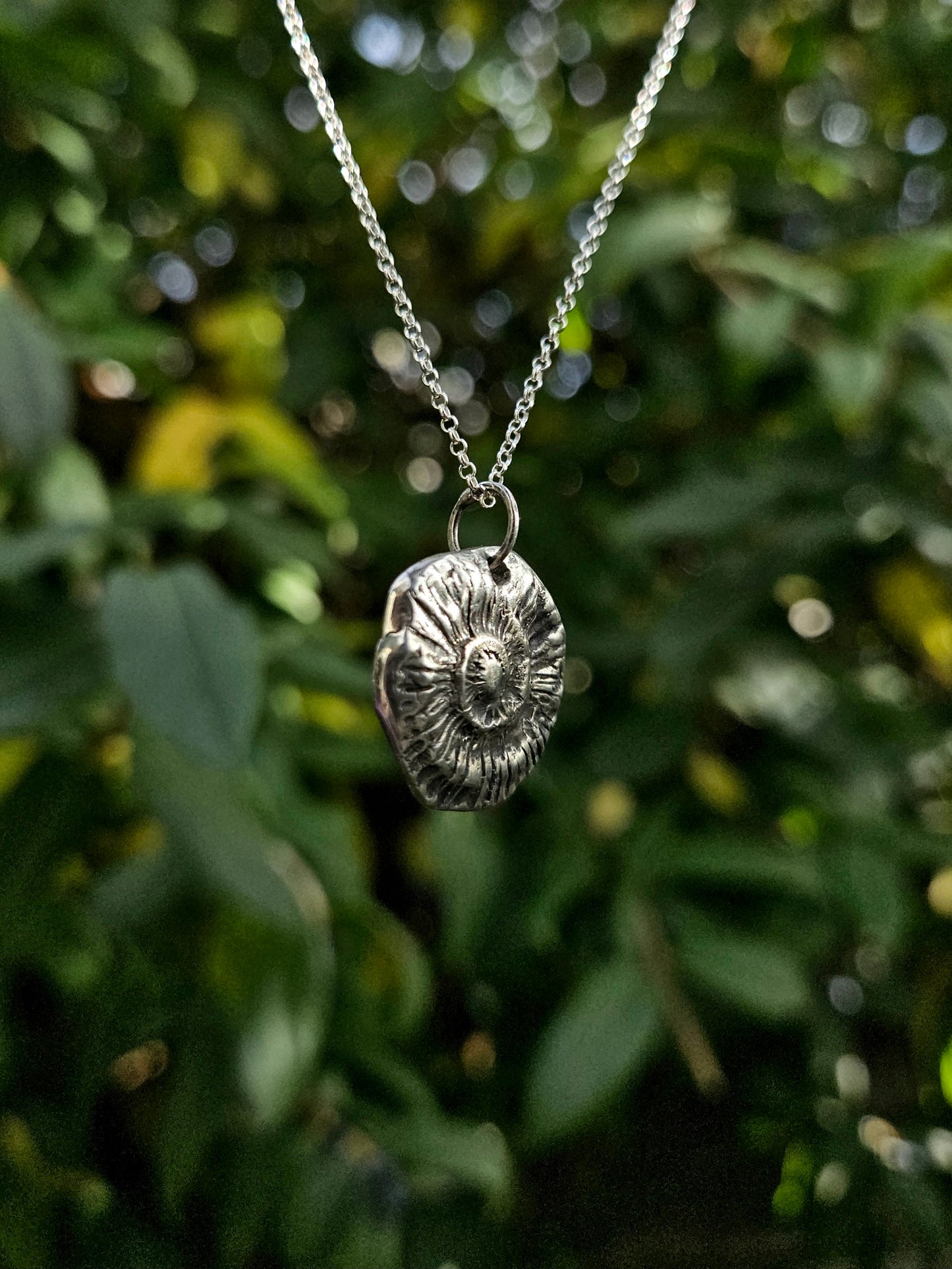 Ammonite pendant, 99.9 Fine silver (pendant only)