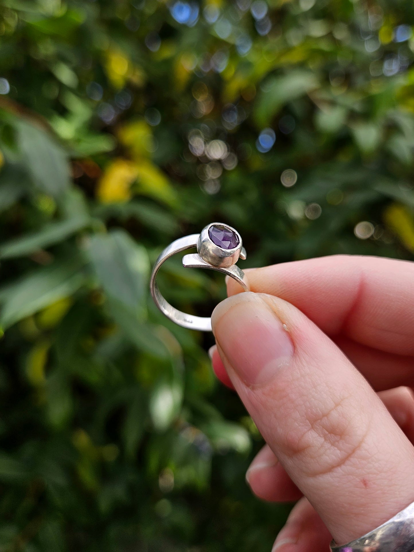 Amethyst wrap ring in 925 Sterling Silver