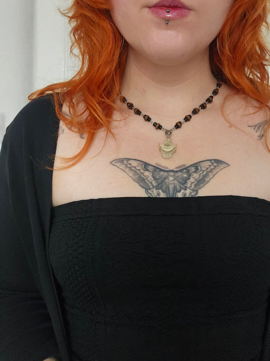 Fox vertebrae & dark wood necklace
